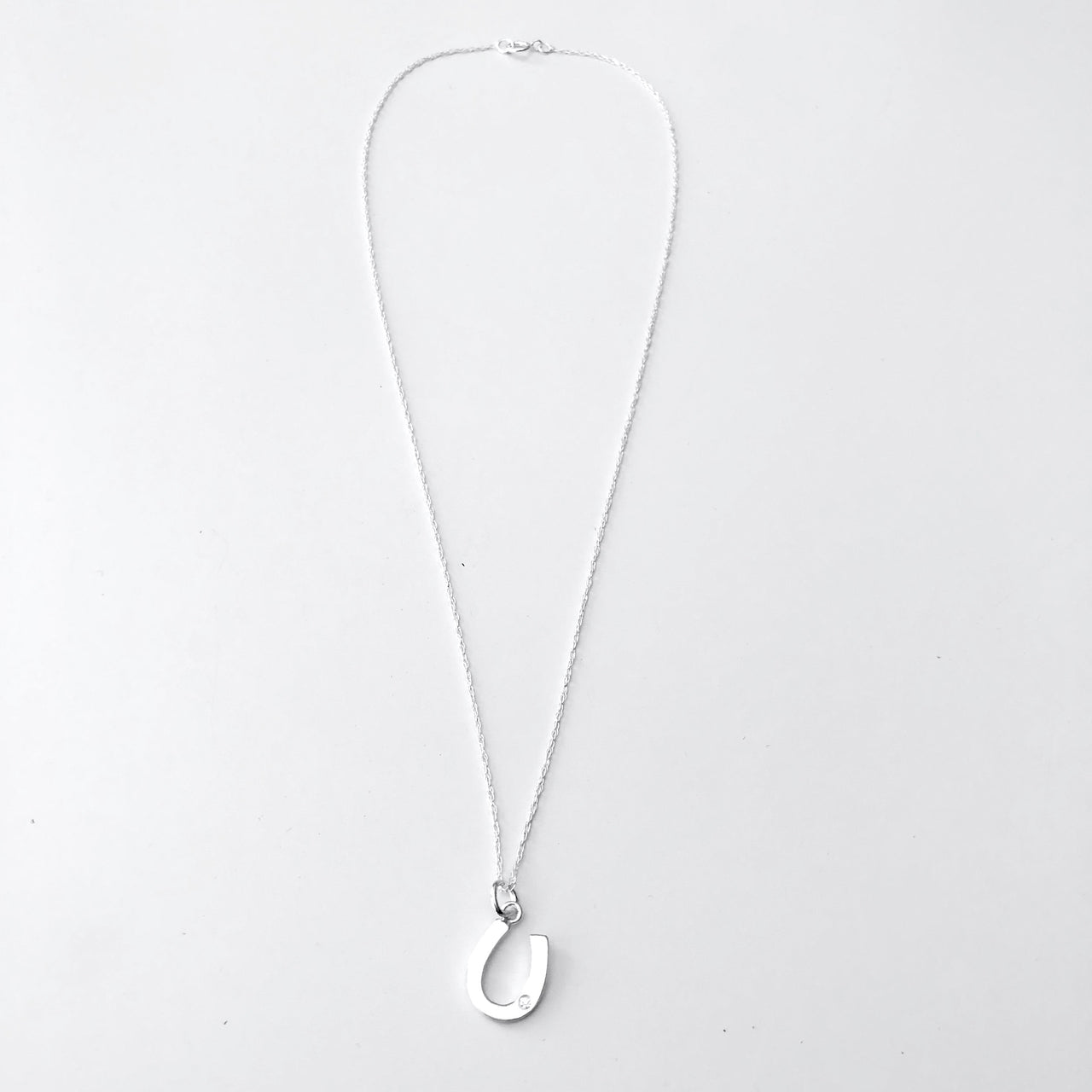 Collar corto con una herradura y cadena de plata de ley. La herradura contiene una circonita para que brilles como te gusta.